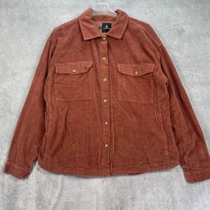 Volcom Power Chord Shacket Womens Large 10 Chestnut Brown Cotton Snap Front